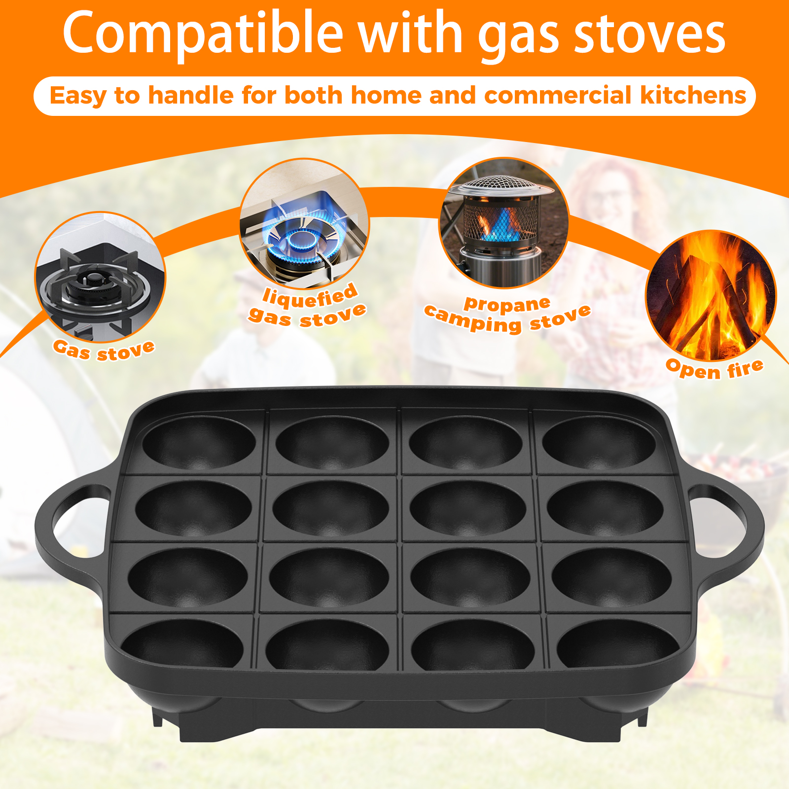 16 Holes Takoyaki Pan Cast Alu - Takoyaki Grill Plate ulasan dan harga
