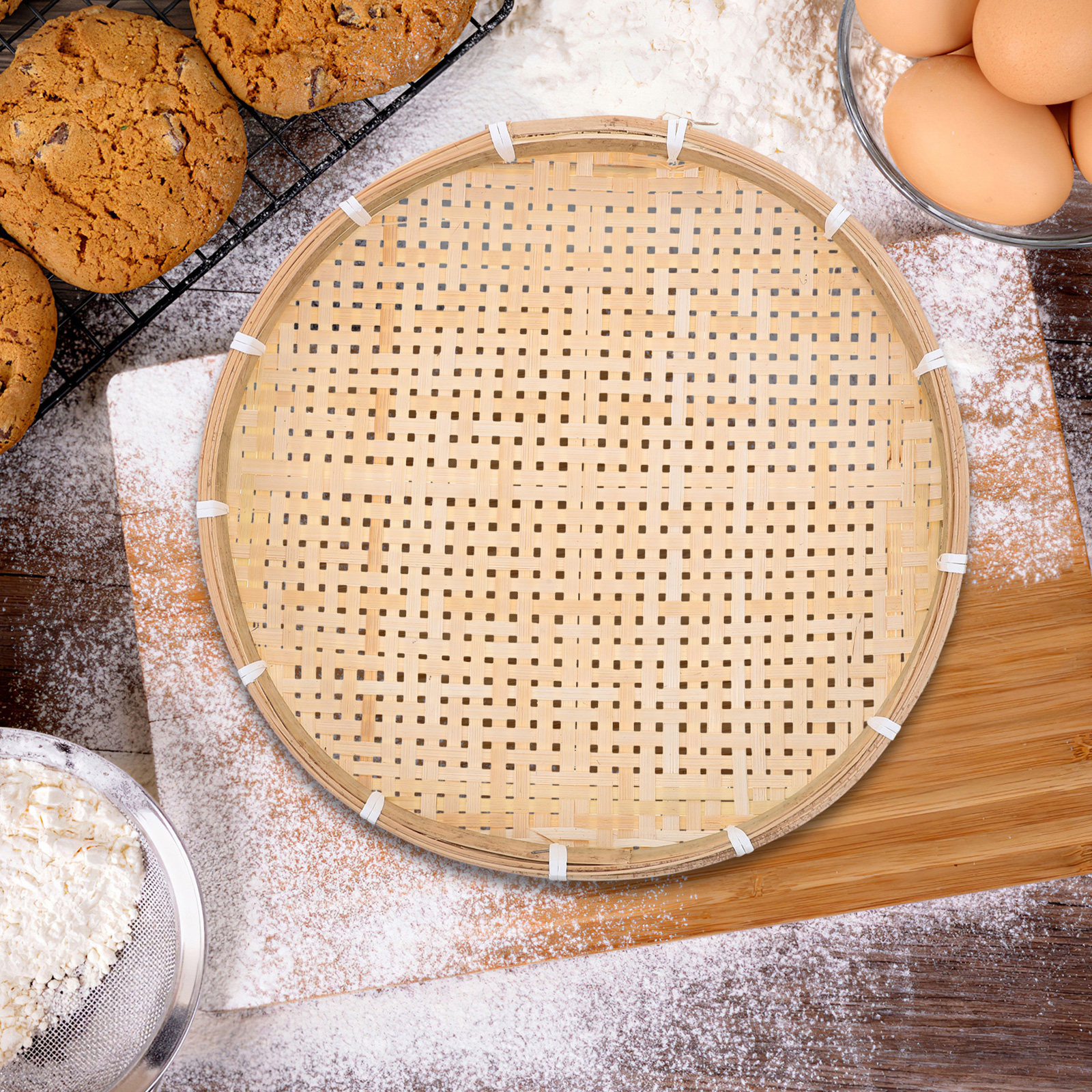 35Cm Round Bamboo Sieve Basket - Dim Sum Basket ulasan dan harga