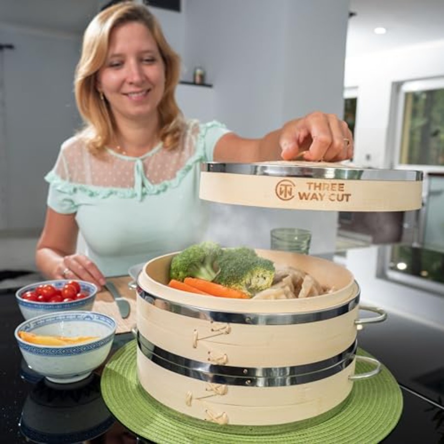 2-tier 10 Bamboo Steamer with  - Bao Steamer Bamboo ulasan dan harga